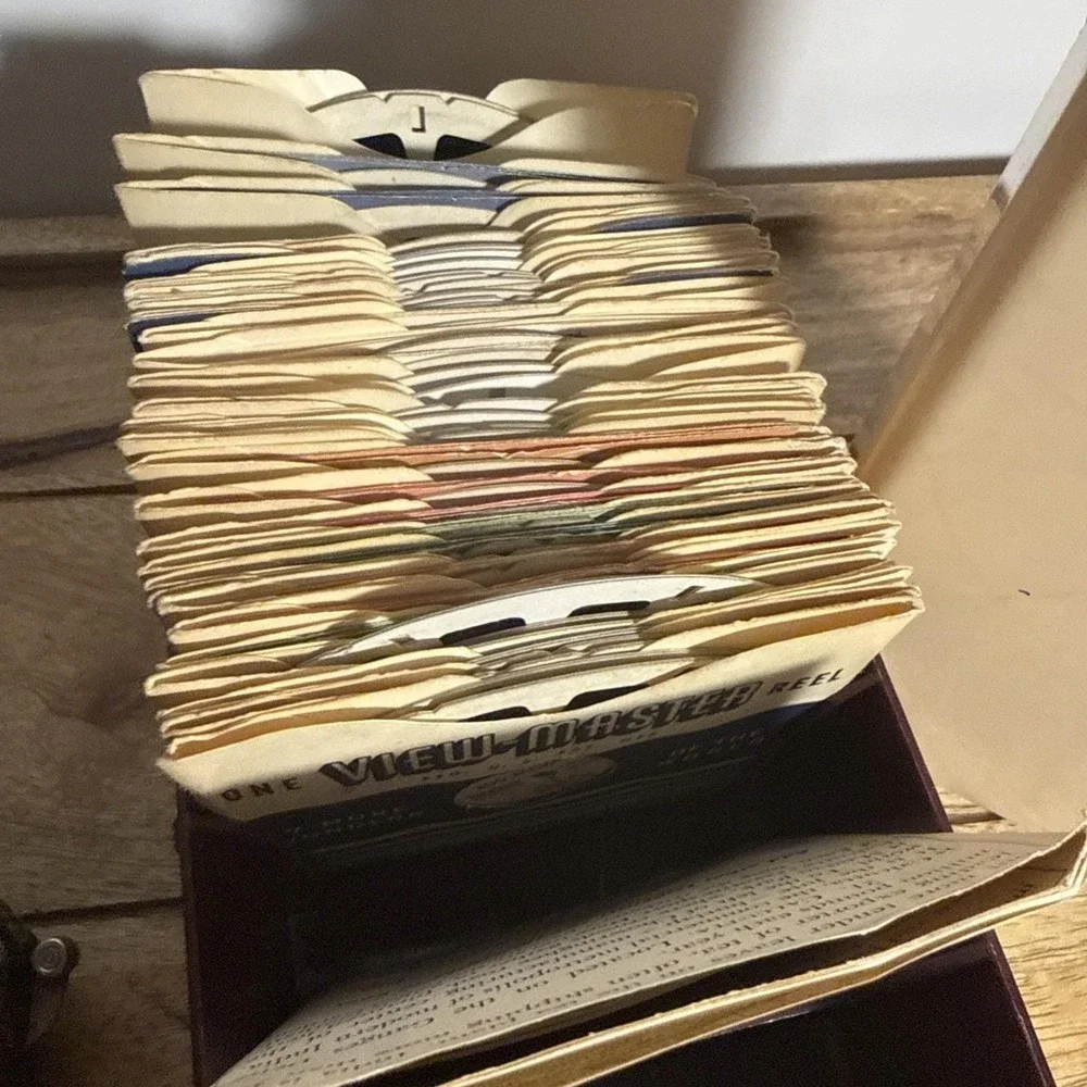 View-Master Reels With Bakelite Storage Box, 48 Reels & Deluxe View Master